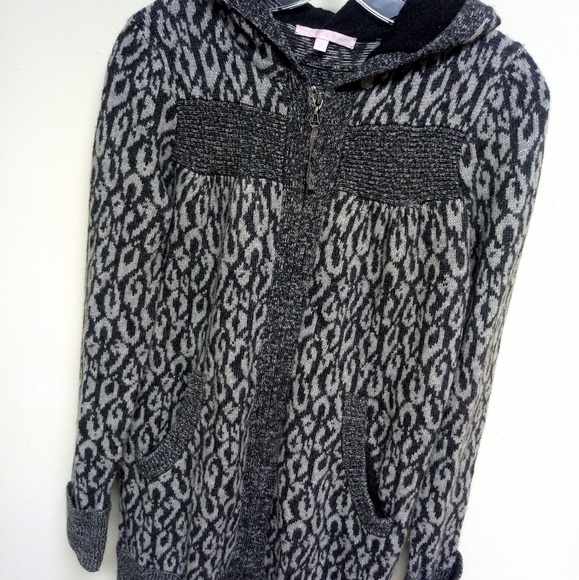 Rebecca Taylor Gray Hooded Zipper Cardigan Sweater - Picture 3 of 5